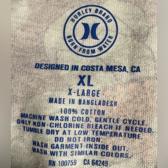 Hurley Men's XL Floral Tee - Teal and Orange - Picture 2 of 4